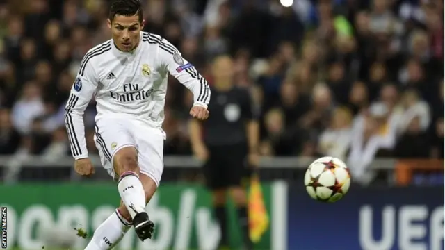 Cristiano Ronaldo strikes a free-kick