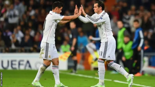 Gareth Bale is brought on for James Rodriguez