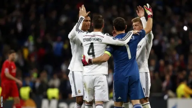 Real Madrid players celebrate