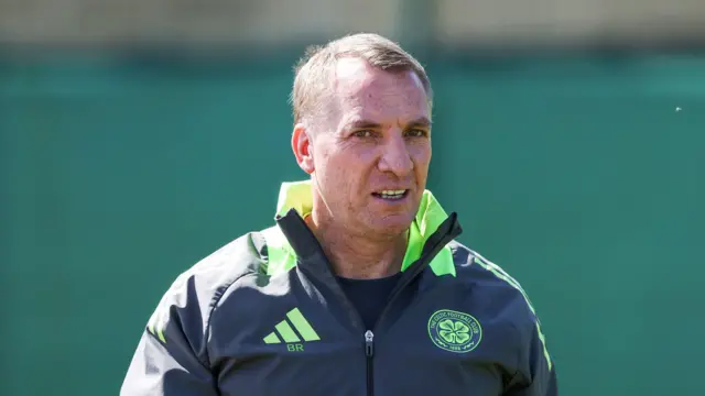 Celtic manager Brendan Rodgers in training