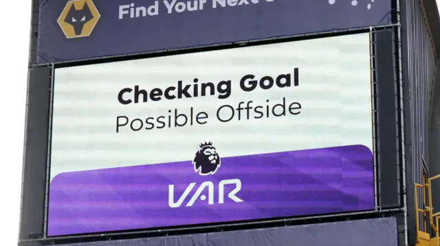 VAR check on big screen at Molineux