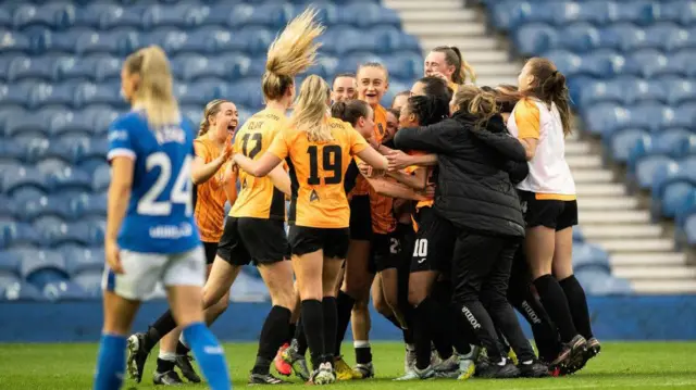 Glasgow City celebrate at Ibrox against Rangers