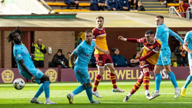 Lennon Miller scores against St Mirren