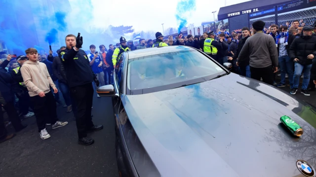 Delia Smith's car which had been hit by a beer can