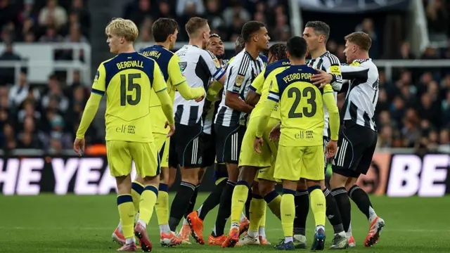 Newcastle and Tottenham players