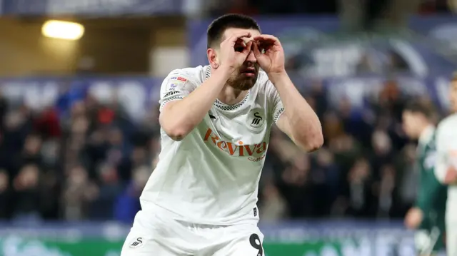Zan Vipotnik celebrates scoring for Swansea 
