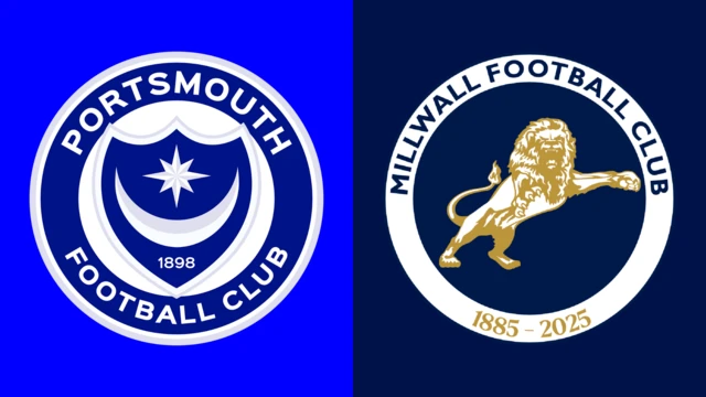 Side-by-side of Portsmouth and Millwall club badges