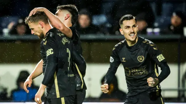 Hearts players celebrate
