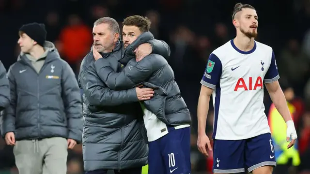 Ange Postecoglou embraces James Maddison