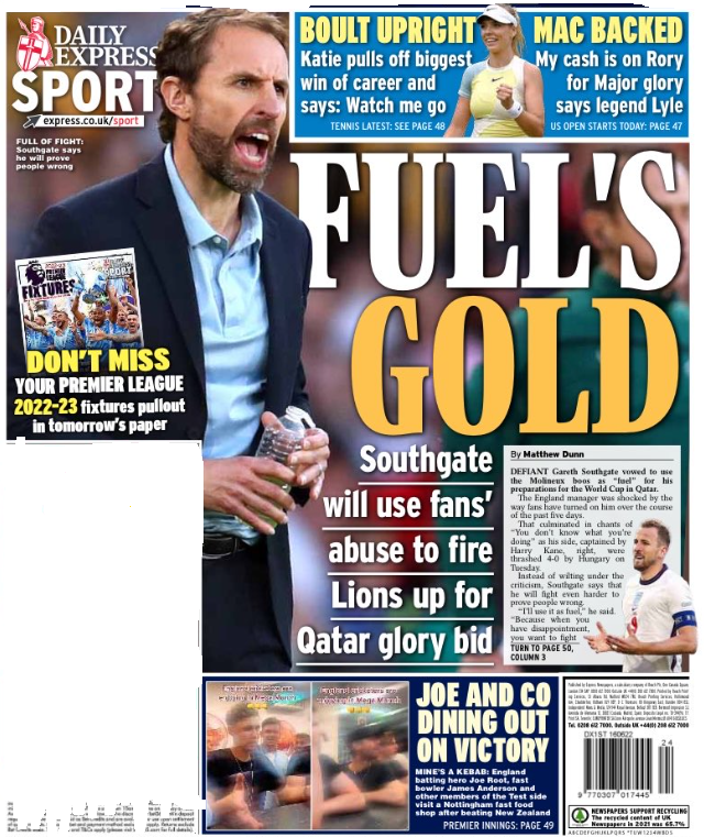 Daily Express back page
