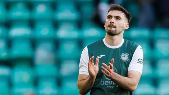 Hibs defender Warren O'Hora claps supporters after Saturday's Premiership draw against Livingston