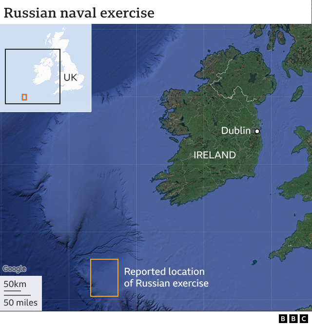 A map of Ireland and its surrounding seas, showing the planned location off the south-west coast