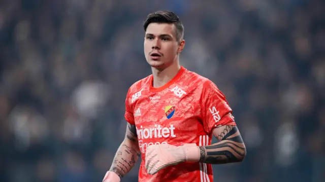 Per Kristian Bratveit of Djurgardens IF during the Svenska Cupen Quarterfinal match between Djurgardens IF and Hammarby IF at Tele2 Arena on March 10, 2019 in Stockholm, Sweden.