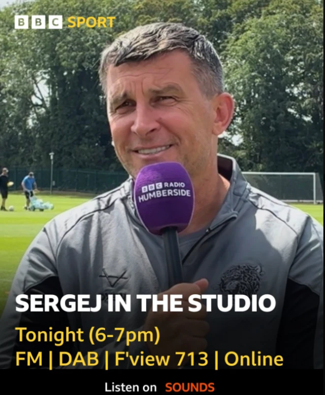 Sergej Jakirovic in studio social media post - 6-7pm BBC Radio Humberside on FM, DAB, Freeview 713 or online