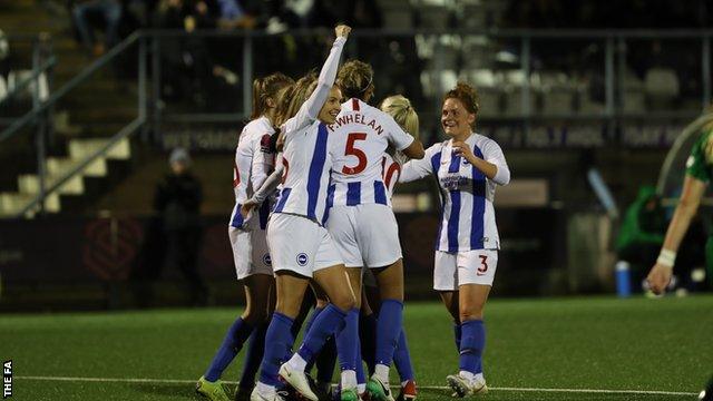 Brighton celebrate Victoria Williams' opening goal