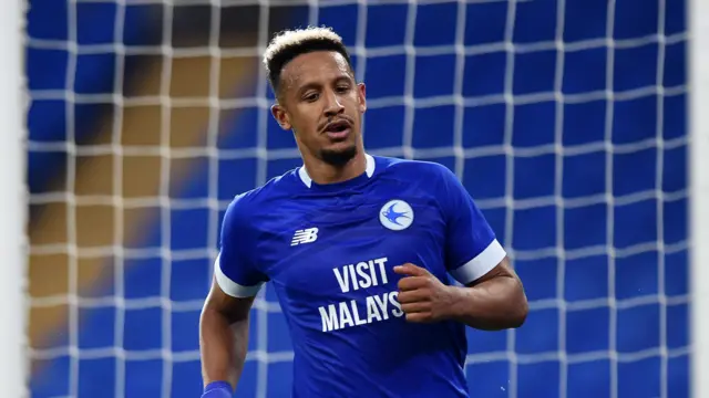 Callum Robinson of Cardiff City celebrates scoring a goal