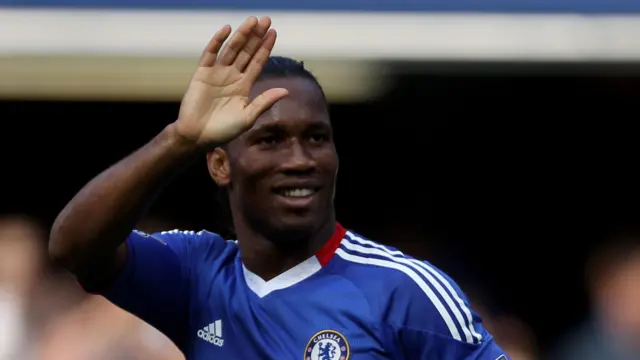 Didier Drogba celebrates a goal for Chelsea