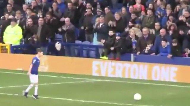 George on the pitch at Goodison Park