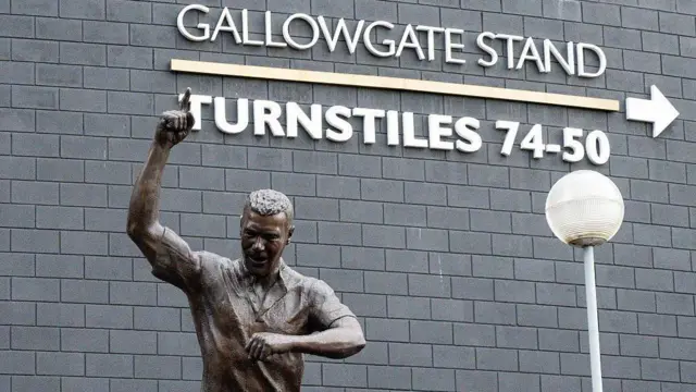 Alan Shearer statue outside St James' Park in Newcastle.