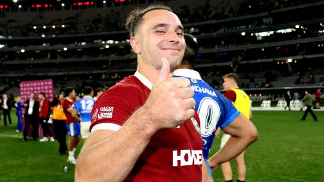 James Lowe celebrates after the match