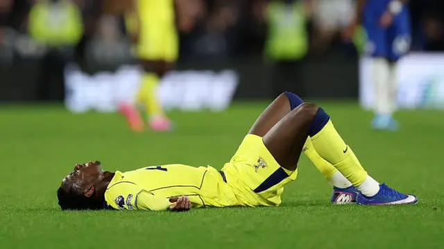 Randal Kolo Muani of Tottenham Hotspur looks dejected at full-time