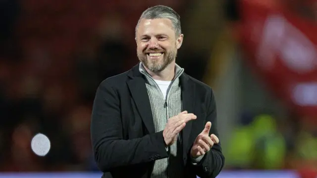 ABERDEEN, SCOTLAND - SEPTEMBER 21: Aberdeen manager Jimmy Thelin at full time during a Premier Sports Cup quarter-final match between Aberdeen and The Spartans at Pittodrie, on September 21, 2024, in Aberdeen, Scotland. (Photo by Craig Foy / SNS Group)