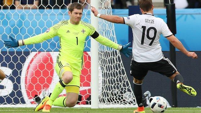 Northern Ireland's Michael McGovern in action against Germany