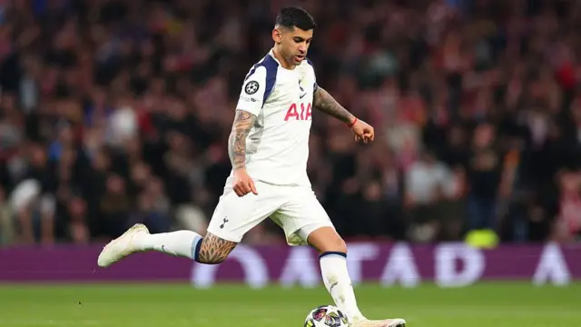 Cristian Romero during the Champions League 2025-26 Round of 16 Second Leg match between Tottenham Hotspur and Atletico Madrid at Tottenham Hotspur Stadium 
