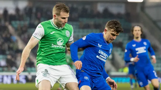 Hibernian's Chris Cadden and Rangers' Ridvan Yilmaz