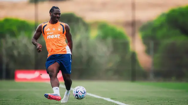 Ola Aina of Nottingham Forest during training