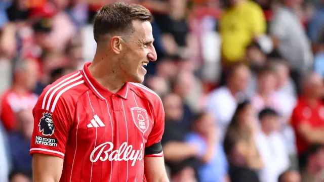 Chris Wood celebrates a goal for Nottingham Forest