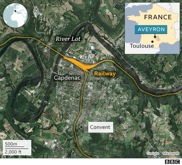 map of Aveyron with convent