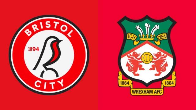 Side-by-side of Bristol City and Wrexham club badges