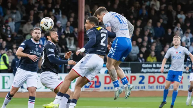 Kilmarnock's Matty Kennedy scores to make it 2-0 during a William Hill Premiership match between Dundee and Kilmarnock at the Scot Foam Stadium at Dens Park,