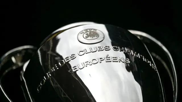 Champions League trophy close-up