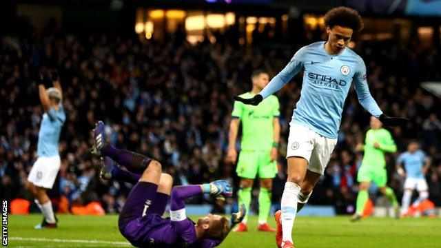 Leroy Sane scoring for Man City