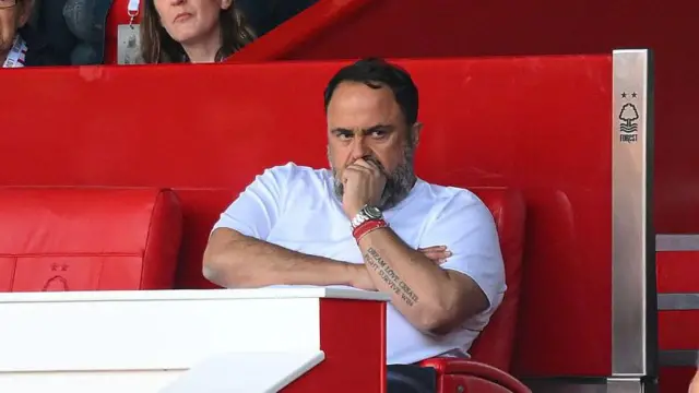 Evangalos Marinakis watches Nottingham Forest