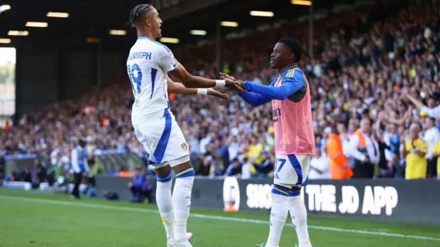 Mateo Joseph celebrates a goal with Largie Ramazani