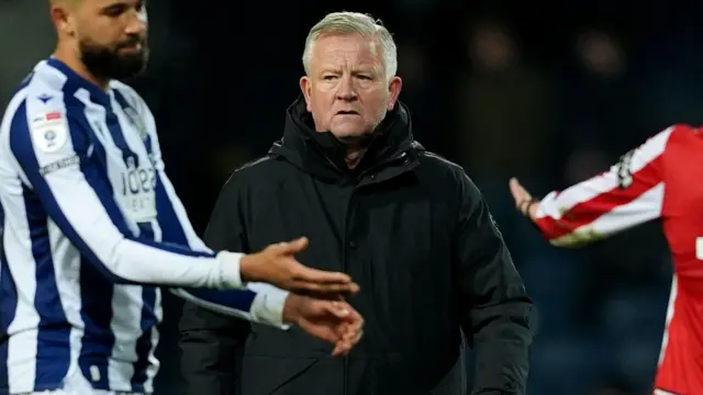 Sheffield United boss Chris Wilder looks frustrated after the 2-0 defeat at West Bromwich Albion on 12 December