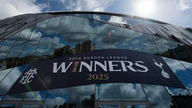 Branding celebrating Tottenham's Europa League triumph on their stadium