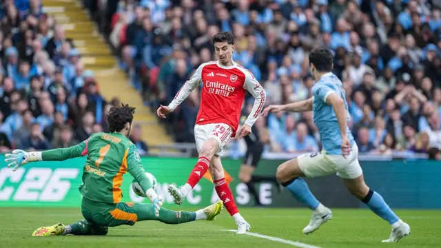 James Trafford saving an early effort from Kai Havertz