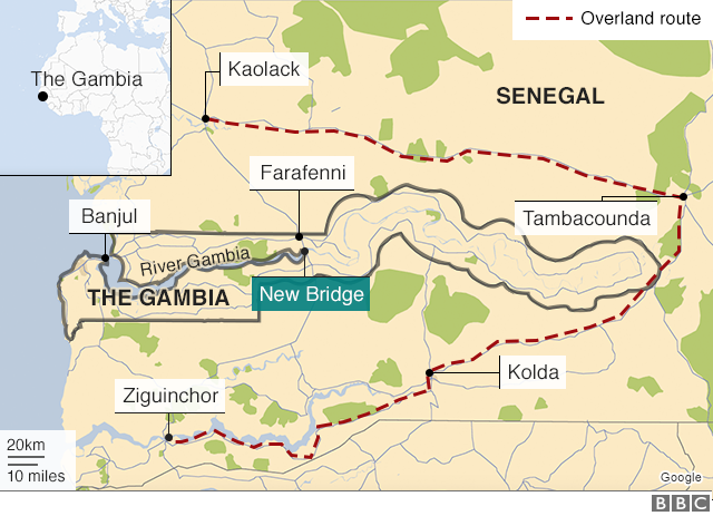 Map showing the location of the new bridge