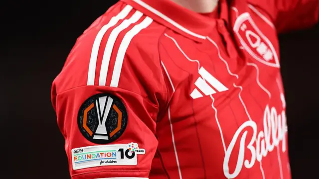 A detailed view of the Europa League shirt 