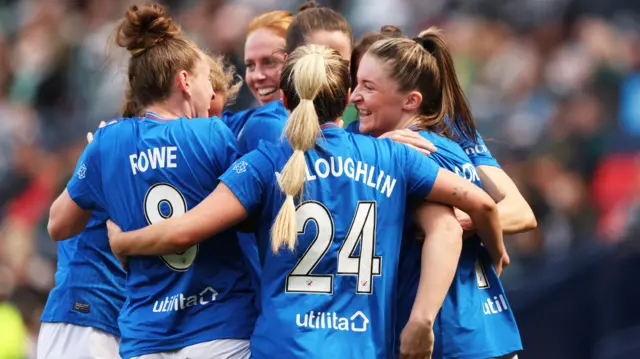 Rangers players celebrate