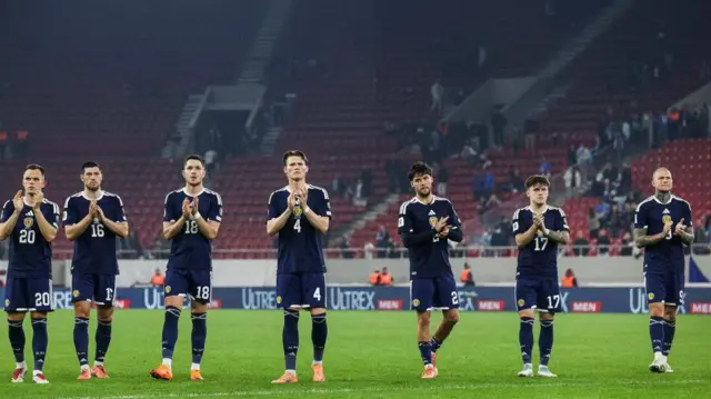 Scotland players applaud supporters