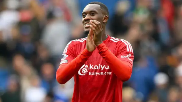 Callum Hudson-Odoi playing for Nottingham Forest