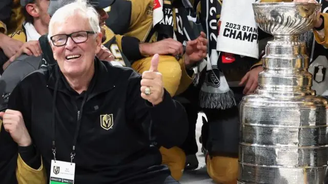 Bill Foley celebrates with Stanley Cup