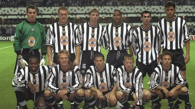 Newcastle team that faced Barcelona in September 1997