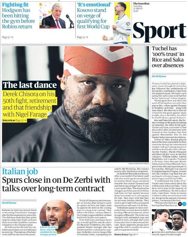 The Guardian back page