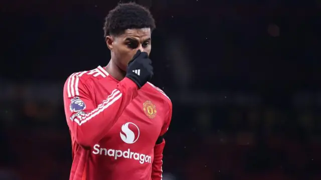 Marcus Rashford of Manchester United looking dejected